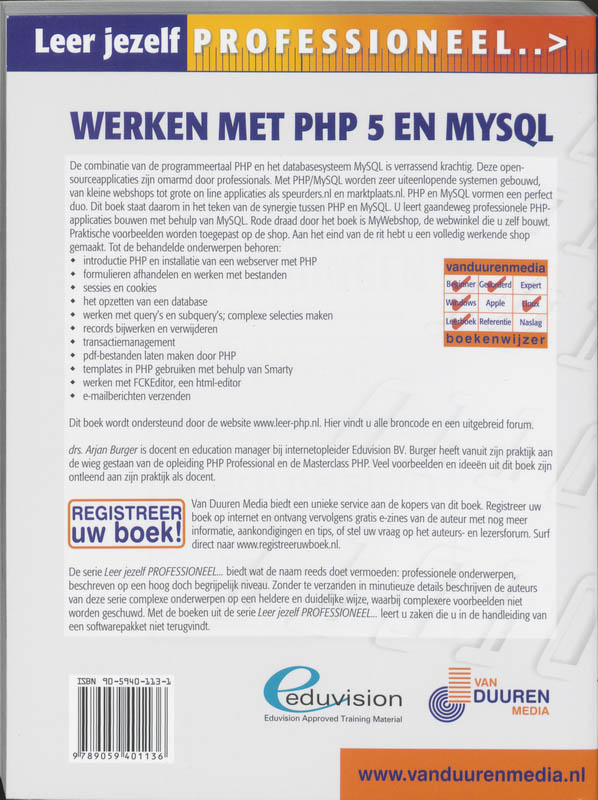 Werken met PHP 5 en MySQL 4 / Leer jezelf PROFESSIONEEL... achterkant