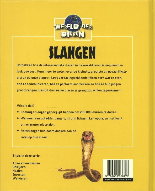 Slangen / Wereld der dieren achterkant