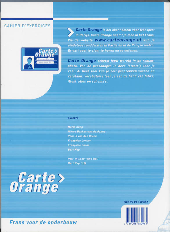 Carte Orange 1 Hv Cahier d'exercices achterkant