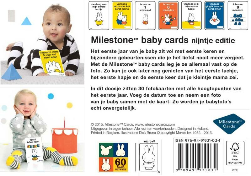 Nijntje milestone baby cards achterkant