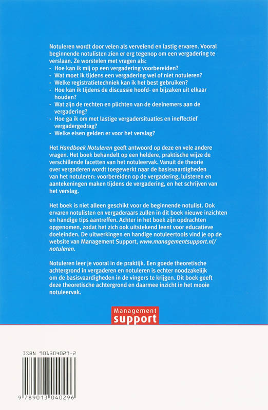 Handboek Notuleren / Management support achterkant