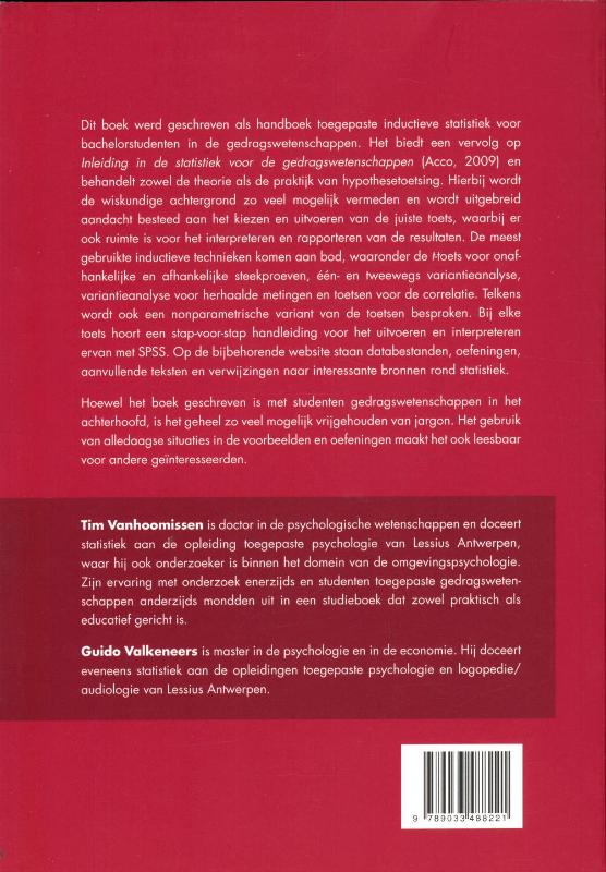 Inductieve statistiek voor de gedragswetenschappen achterkant