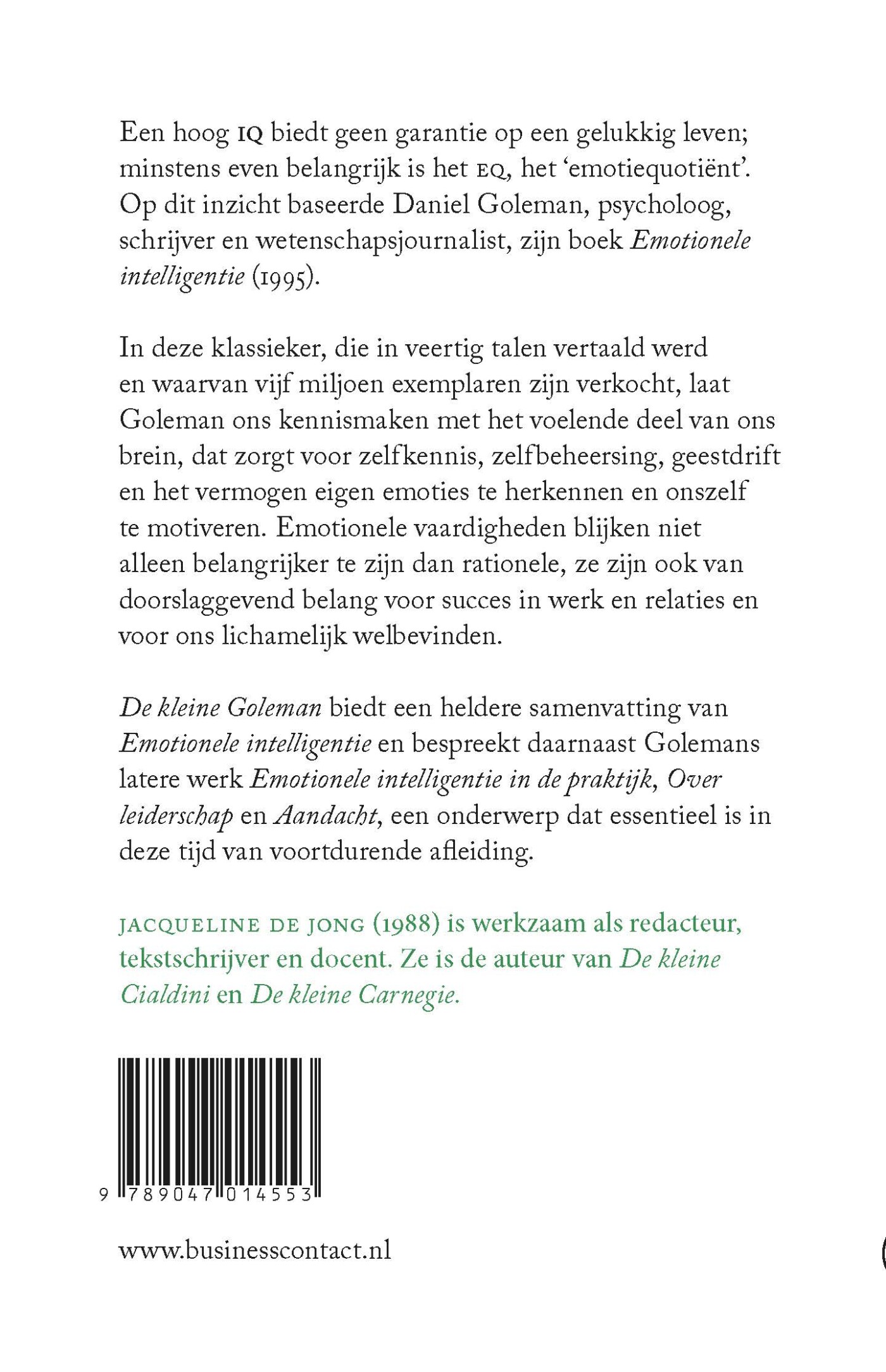 De kleine Goleman / Kleine boekjes - grote inzichten / 1 achterkant
