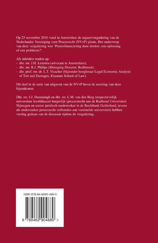 Procesfinanciering door derden: een oplossing of een probleem? / NVvP-reeks / 37 achterkant