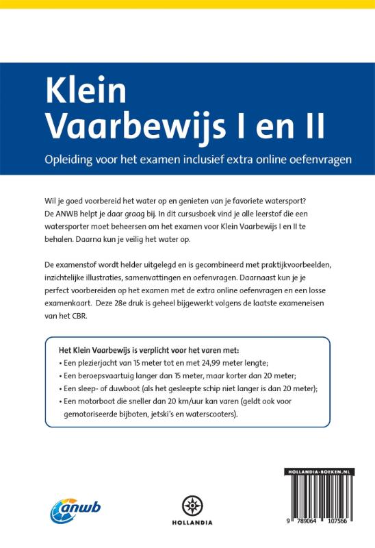ANWB Cursusboek Klein Vaarbewijs I en II / ANWB ANWB - ANWB Cursusboek Klein Vaarbewijs I en II achterkant
