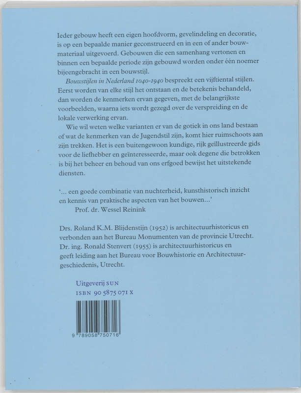 Bouwstijlen in Nederland 1040-1940 achterkant