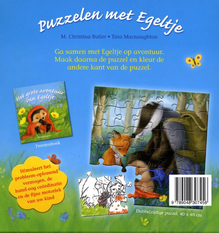 Puzzelen met Egeltje Peuterboek achterkant