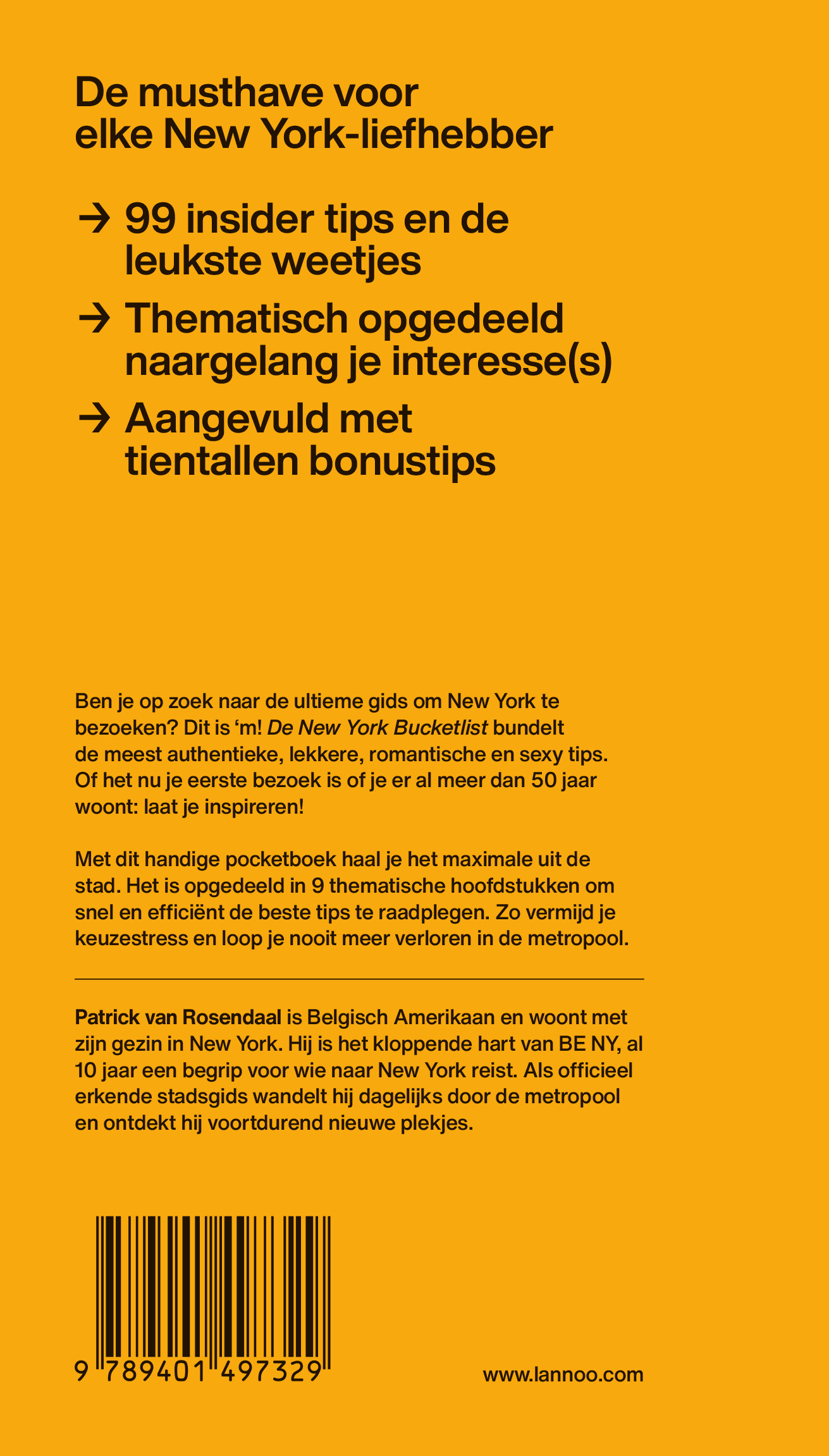 De New York bucketlist / BE NY achterkant