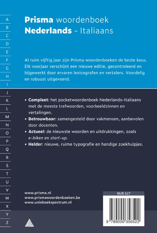Nederlands-Italiaans / Prisma pocketwoordenboeken Nederlands-Italiaans / Prisma pocketwoordenboeken achterkant