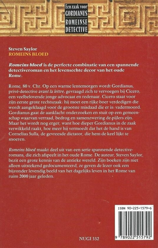Romeins bloed / Een zaak voor Gordianus Romeinse detective achterkant
