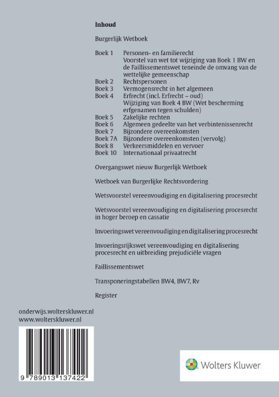 Burgerlijk wetboek/wetboek van burgerlijke rechtsvordering / 2016-2017 / Wetteksten achterkant