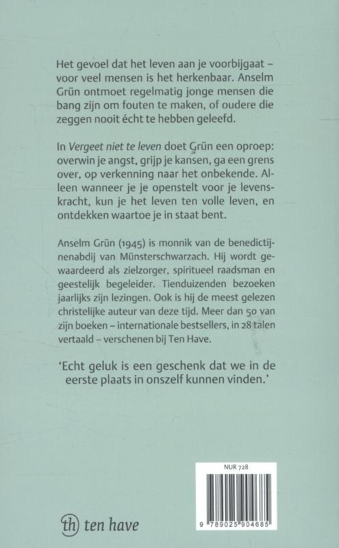 Vergeet niet te leven! achterkant