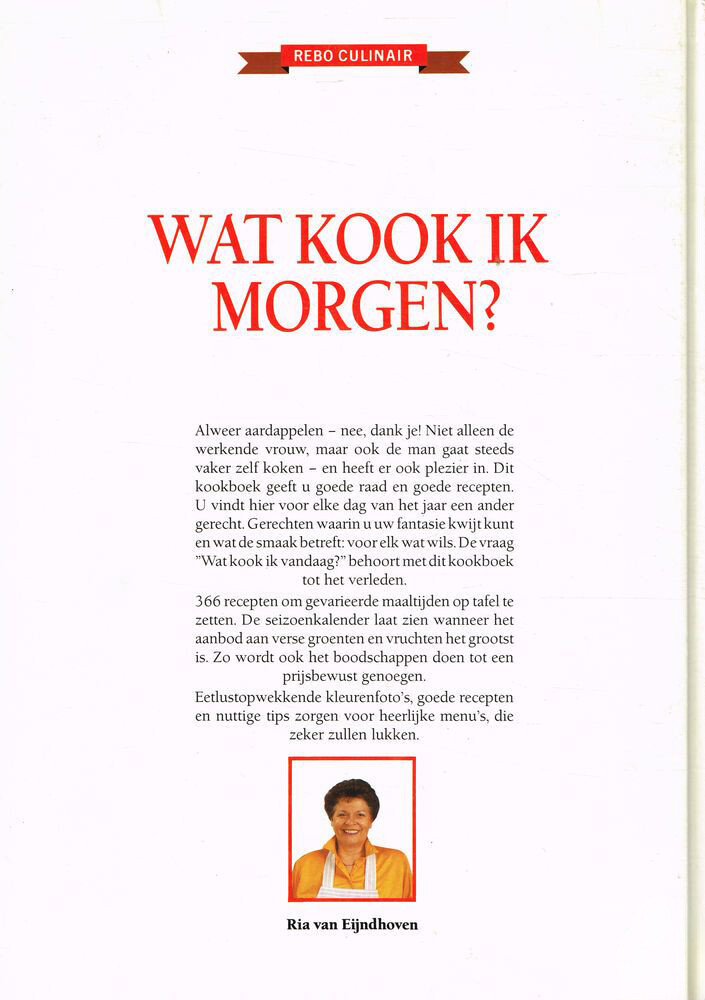 Wat kook ik morgen? / Rebo culinair achterkant
