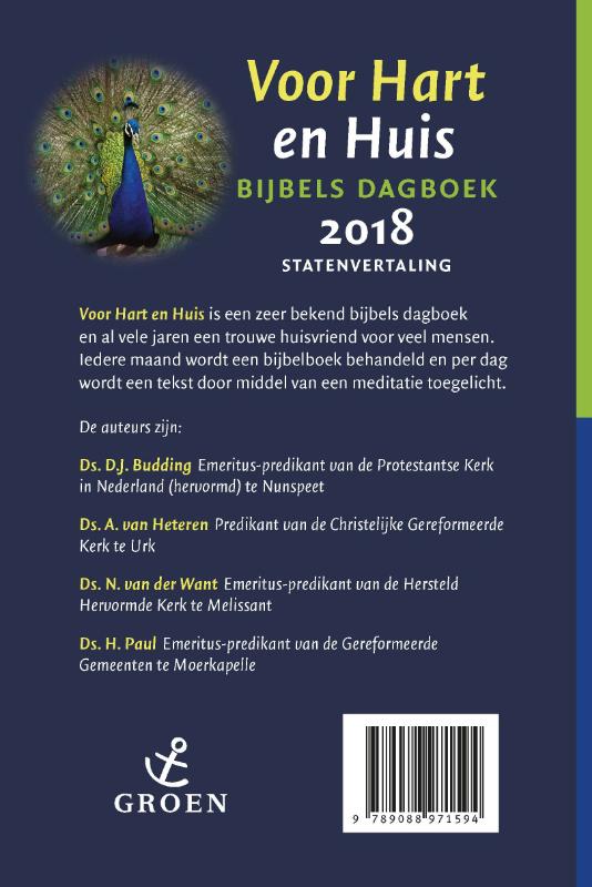 Voor Hart en Huis Bijbels dagboek 2018 achterkant