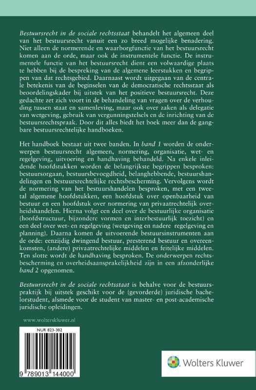 Bestuursrecht in de sociale rechtsstaat / Handboeken staats- en bestuursrecht / 1 Bestuursrecht in de sociale rechtsstaat / Handboeken staats- en bestuursrecht / 1 achterkant