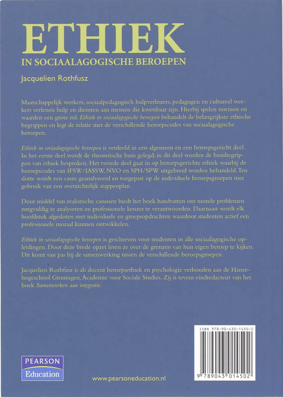 Ethiek in sociaalagogische beroepen Ethiek in sociaalagogische beroepen achterkant