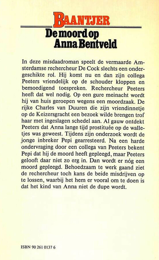 De moord op Anna Bentveld / Fontein paperback achterkant