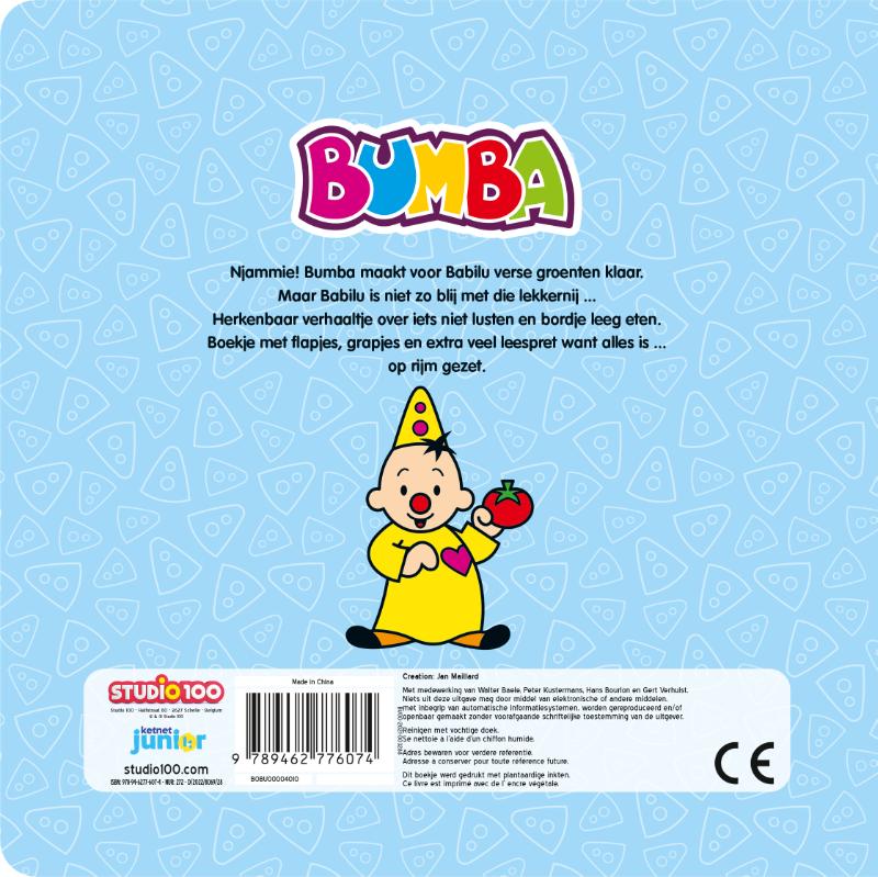 Bumba : kartonboek met flapjes - Op, op, ik eet mijn groenten op achterkant