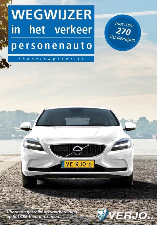 Personenauto, wegwijzer in het verkeer / Verkeerswegwijzer
