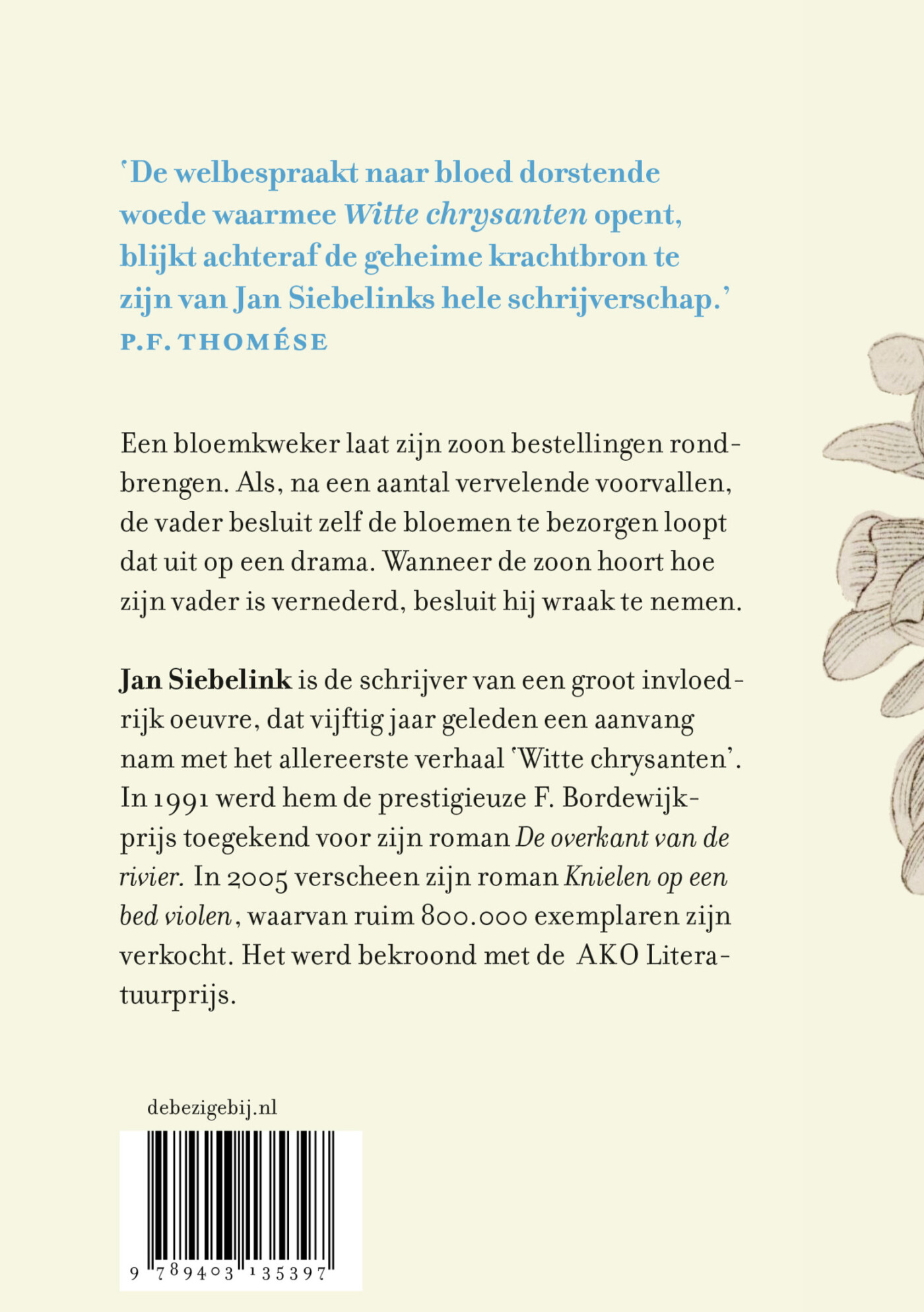 Witte chrysanten achterkant