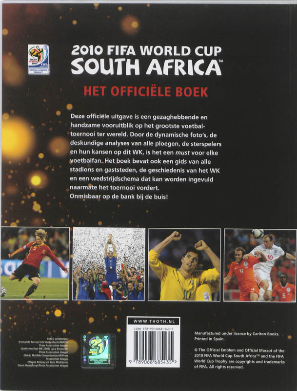 2010 Fifa World Cup South Africa achterkant