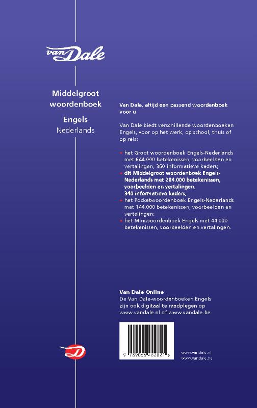 Van Dale Middelgroot woordenboek Engels-Nederlands / Van Dale middelgroot woordenboek achterkant