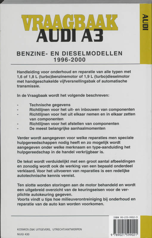 Audi A3 benzine/diesel 1996-2000 achterkant