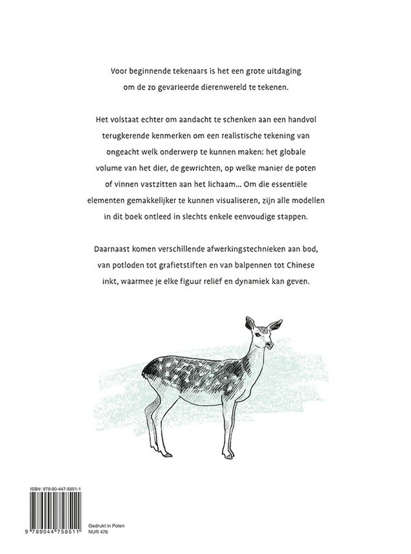 Stap voor stap dieren leren tekenen / Modellenboek voor beginnende tekenaars achterkant