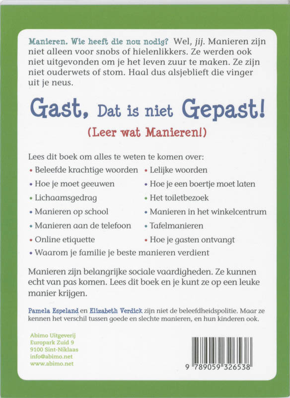Gast, dat is niet gepast! (Leer wat manieren) / Lach & leer achterkant
