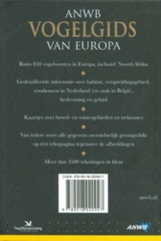 ANWB vogelgids van Europa achterkant
