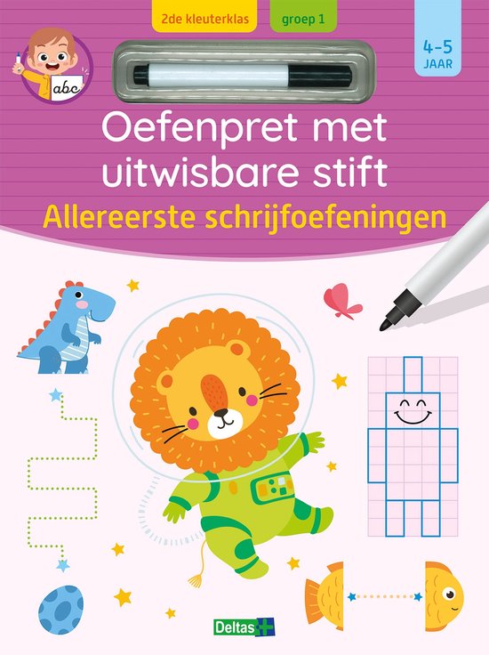 Oefenpret met uitwisbare stift - Allereerste schrijfoefeningen (4-5 j.)