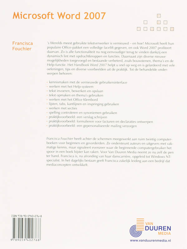 Handboek Microsoft Word 2007 NL achterkant