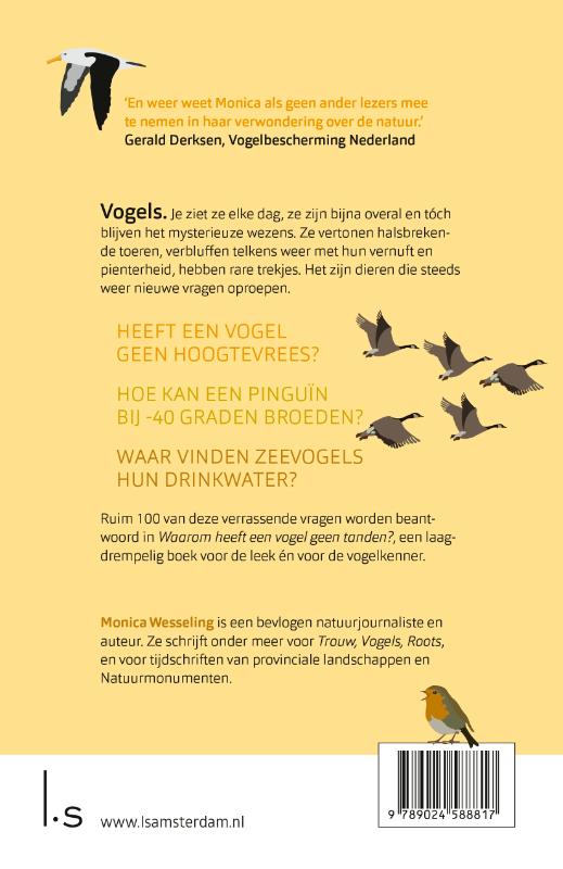 Waarom heeft een vogel geen tanden? achterkant