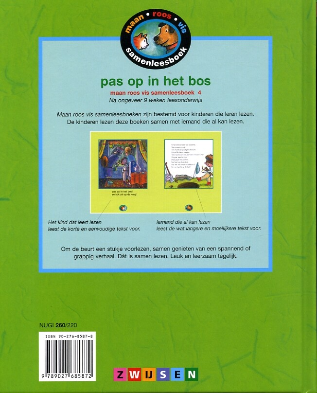 Pas op in het bos / Maan roos vis / 4 Pas op in het bos / Maan roos vis / 4 achterkant