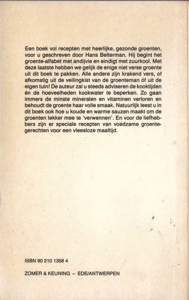 Verse groenten achterkant