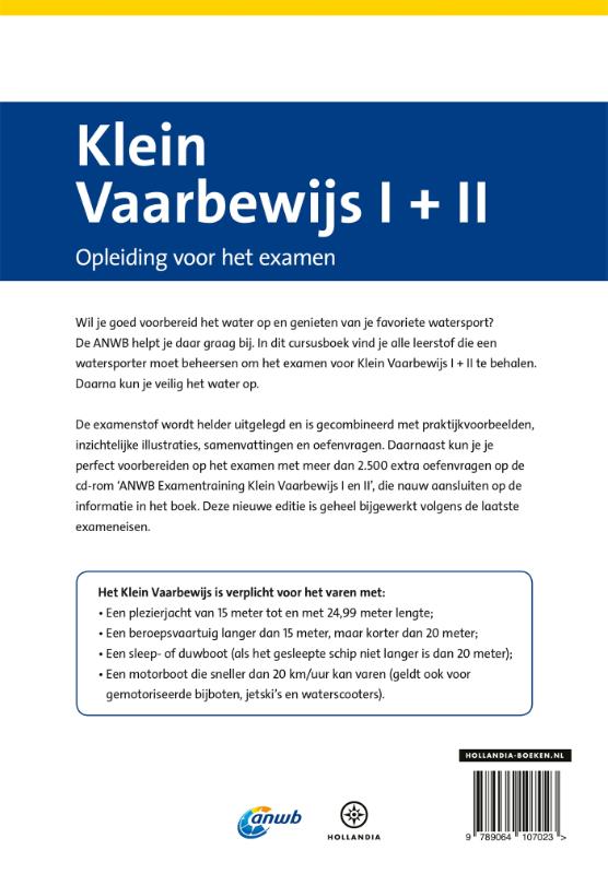 Cursusboek Klein Vaarbewijs I + II / ANWB achterkant