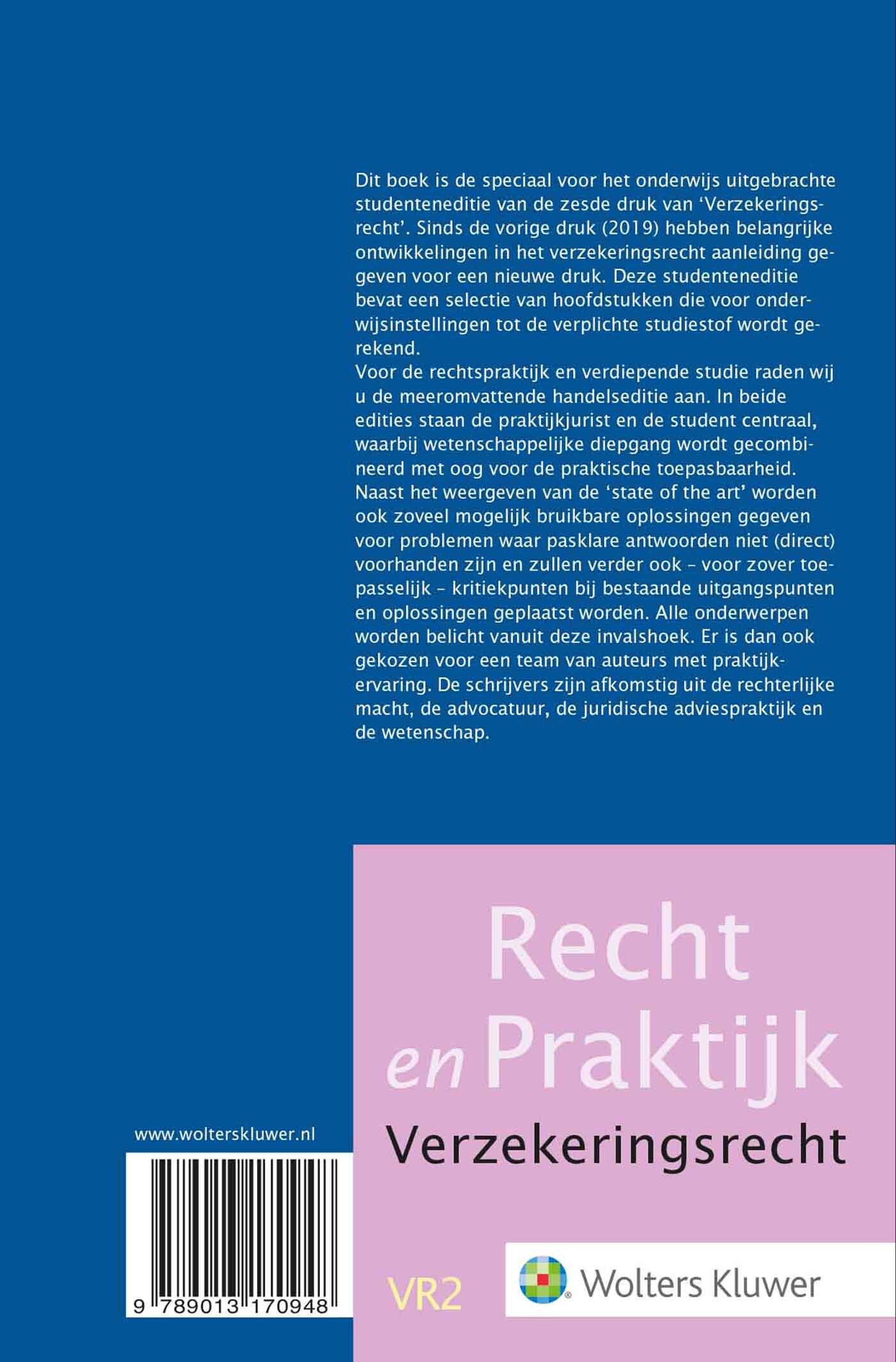 Verzekeringsrecht Studenteneditie achterkant