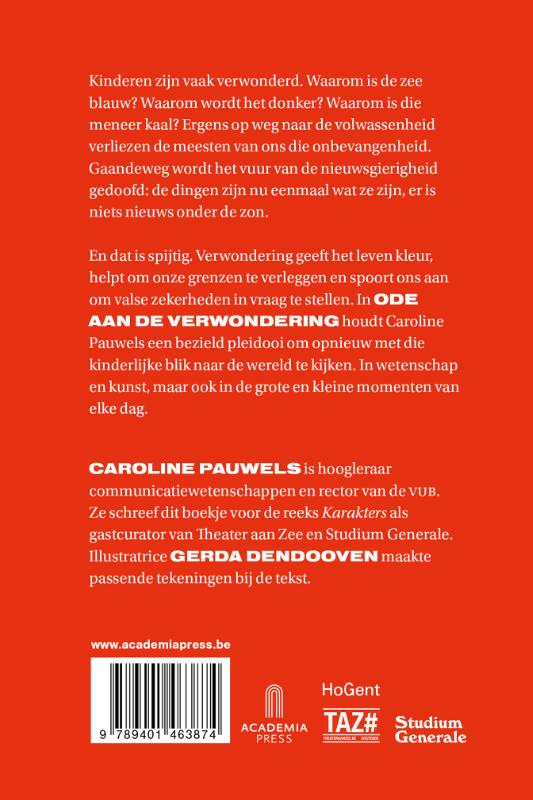 Ode aan de verwondering / Karakters Filosofie en literatuur in zakformaat achterkant