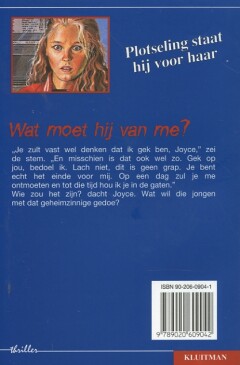 Wat moet hij van me? / Thriller achterkant