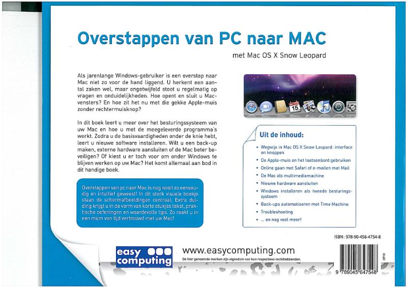 Overstappen van pc naar MAC met Mac OS X Snow Leopard achterkant