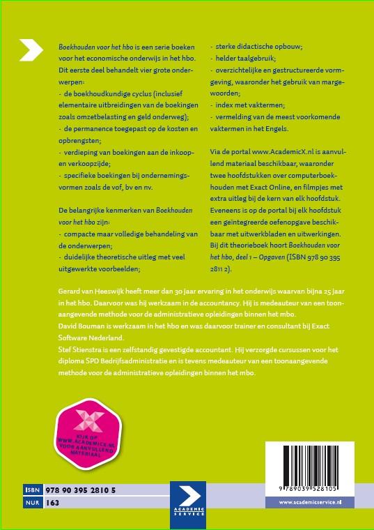 Boekhouden voor het hbo 1 Boekhouden voor het hbo 1 achterkant
