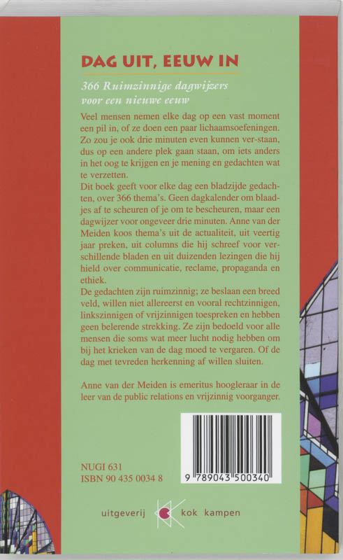 Dag uit, eeuw in Dag uit, eeuw in achterkant