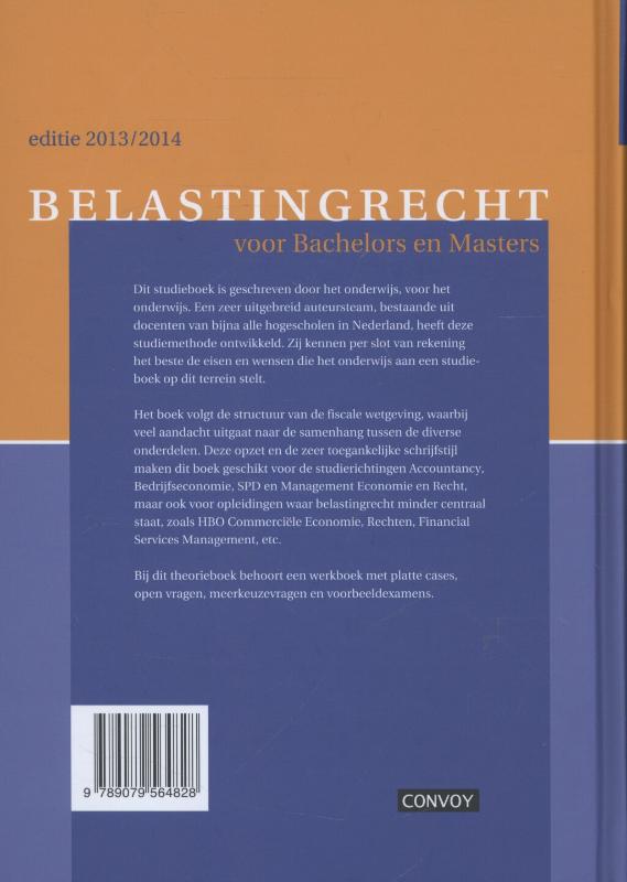 Belastingrecht Bachelors  / 2013/2014 / deel theorieboek achterkant