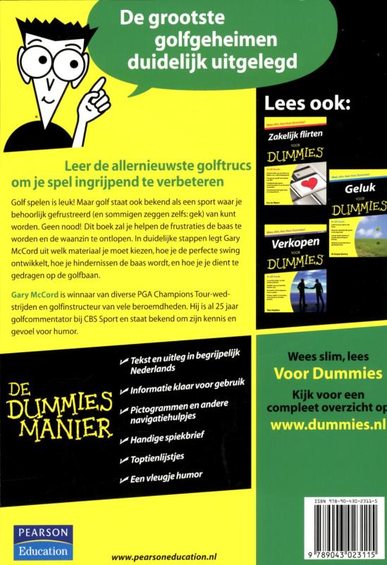 Golf voor Dummies / Voor Dummies achterkant