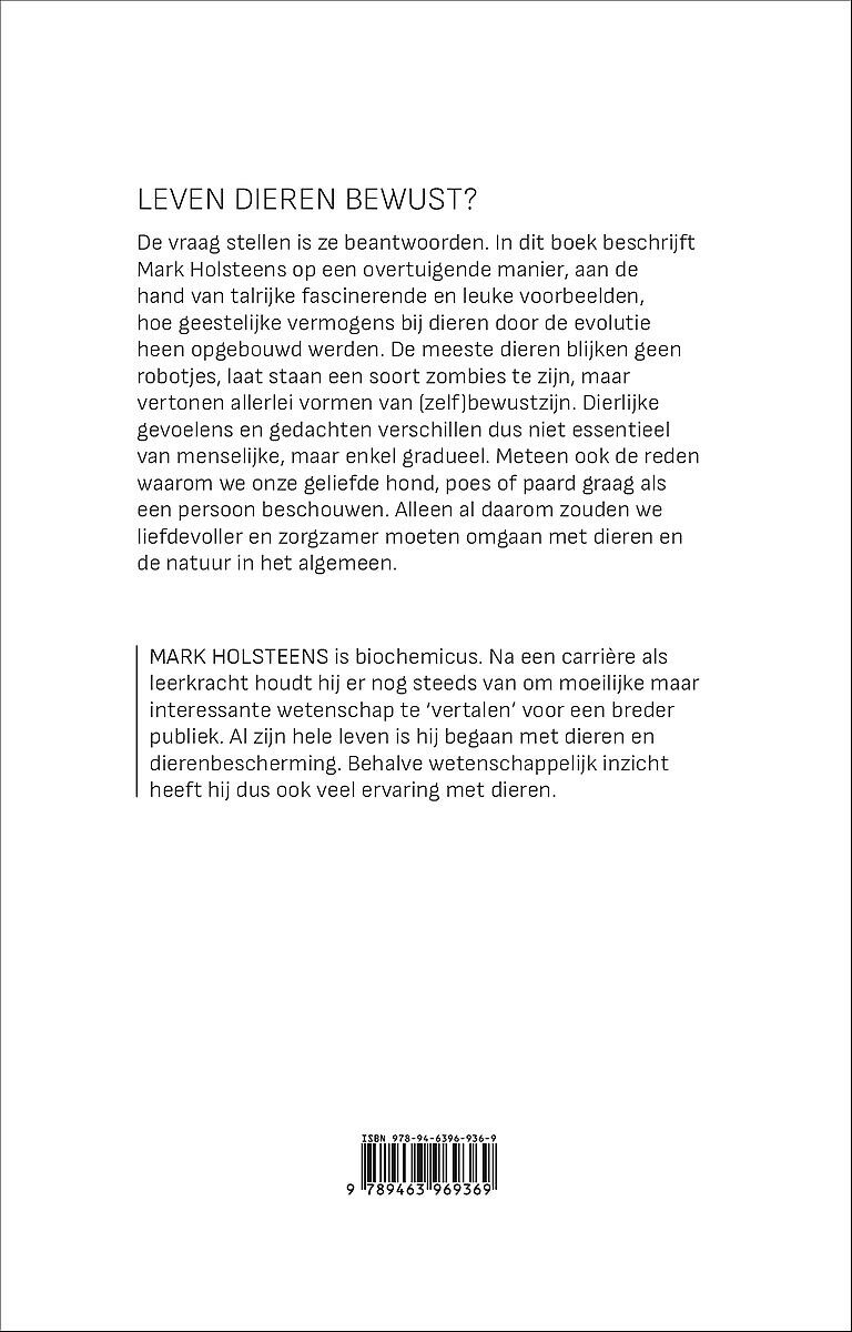 Leven dieren bewust? achterkant