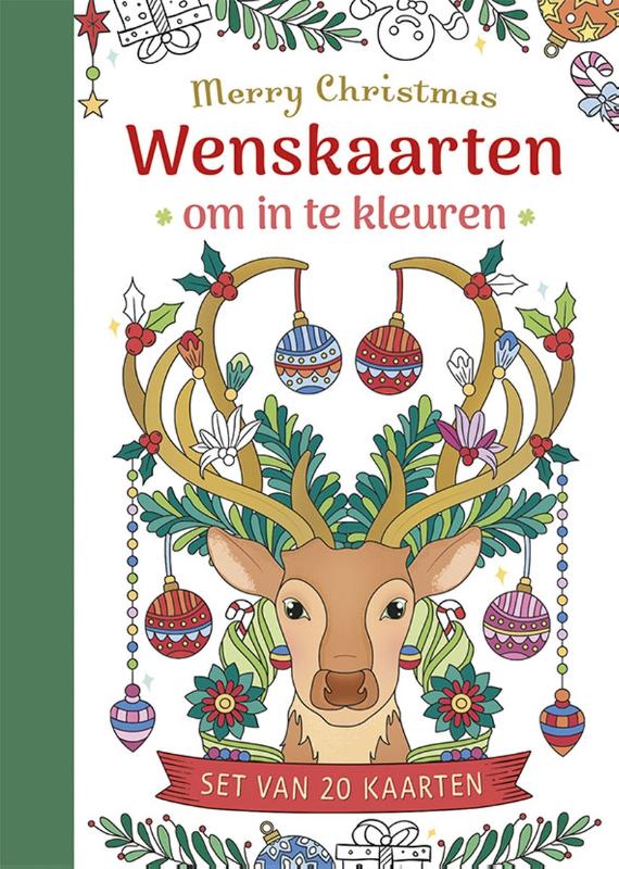 Wenskaarten om in te kleuren - Merry Christmas