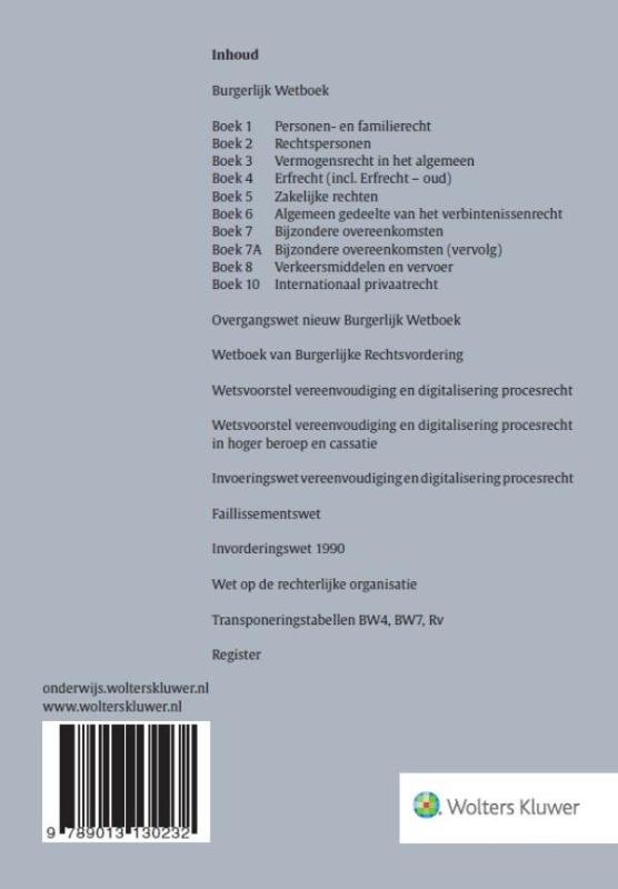 Wetteksten burgerlijk wetboek/wetboek van burgerlijke rechtsvordering 2015-2016 achterkant