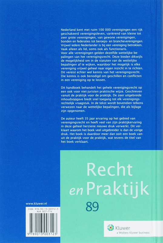 Recht en praktijk 89 -   De vereniging in de praktijk achterkant