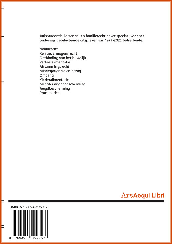 Jurisprudentie Personen- & familierecht 1979-2022 / Ars Aequi Jurisprudentie achterkant