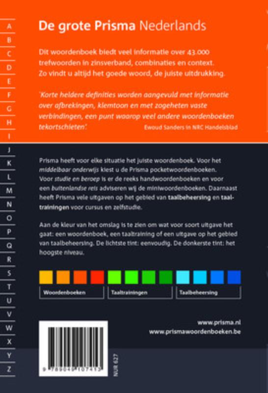 De grote Prisma Nederlands / Prisma handwoordenboeken achterkant
